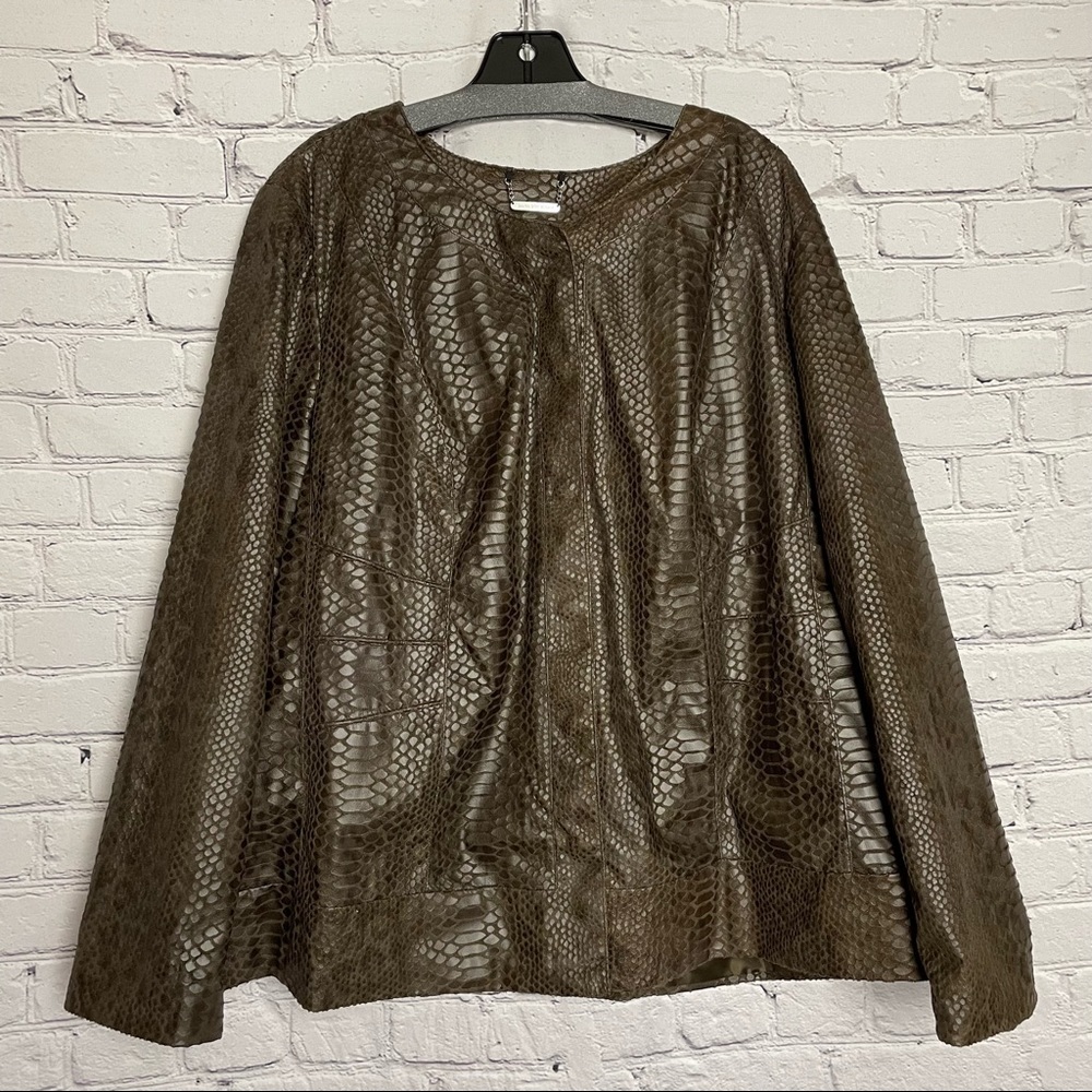 Dana Buchman Brown Snake Print Jacket Size 2X